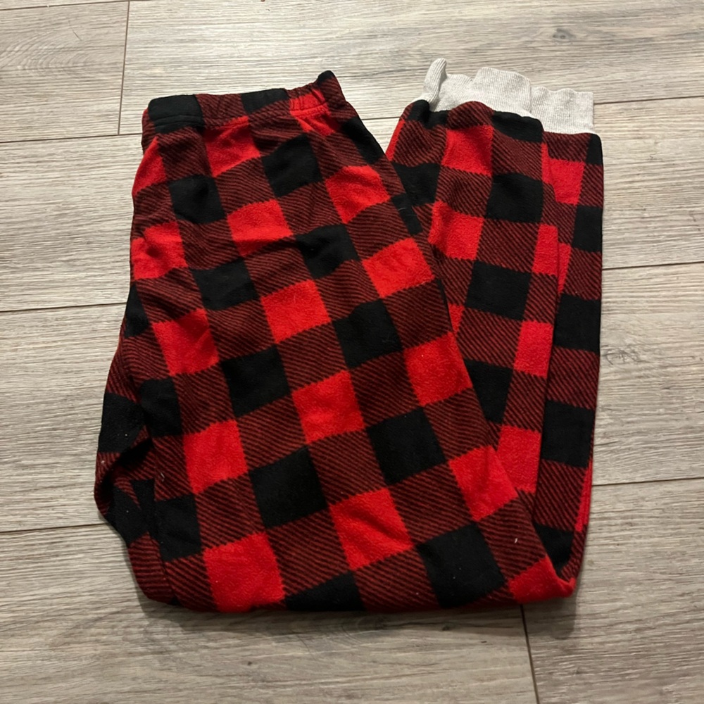 Black and red plaid pajama pants